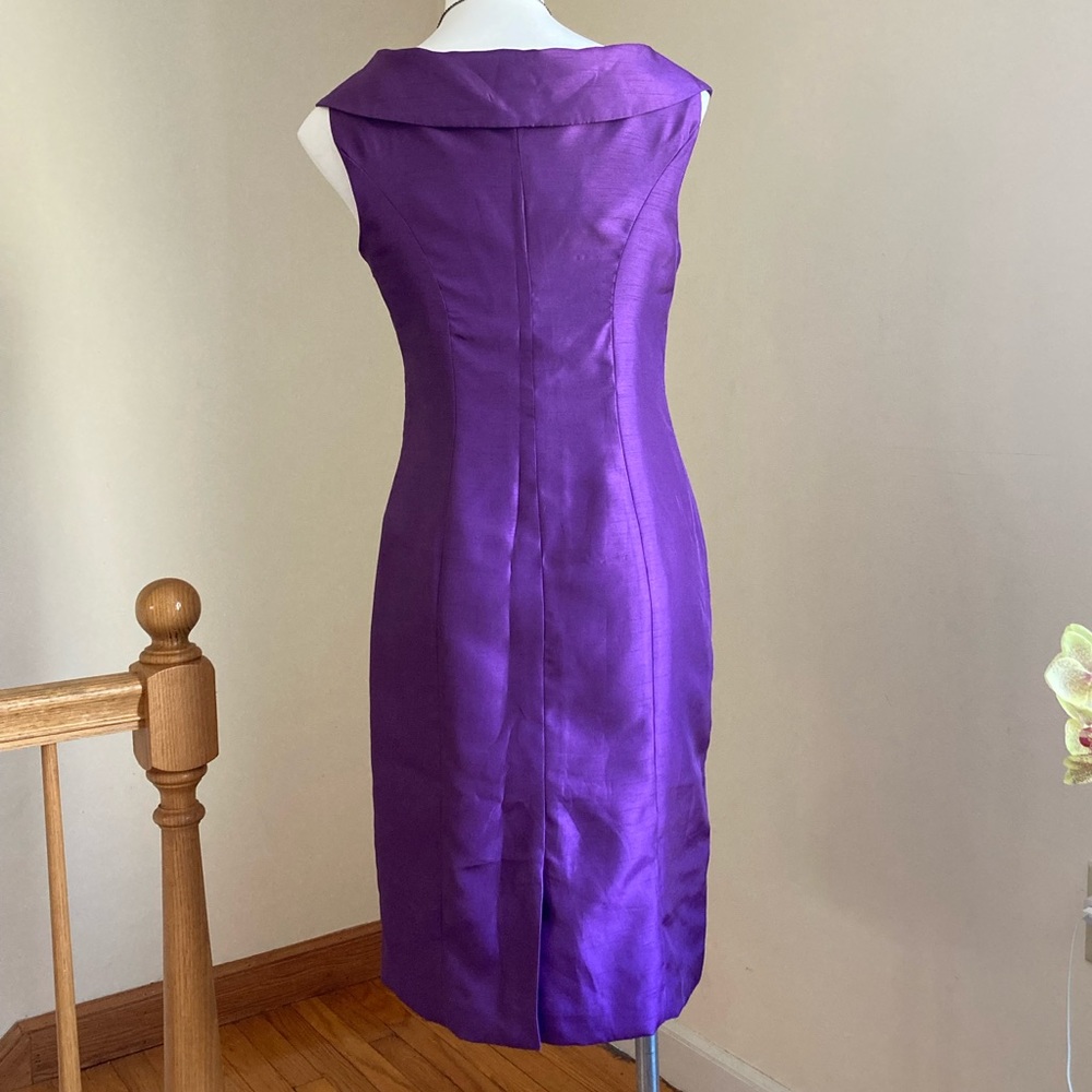 EVAN PICONE Purple Sleeveless Faux Wrap Cocktail Dress Sz. 8 - Picture 2 of 15
